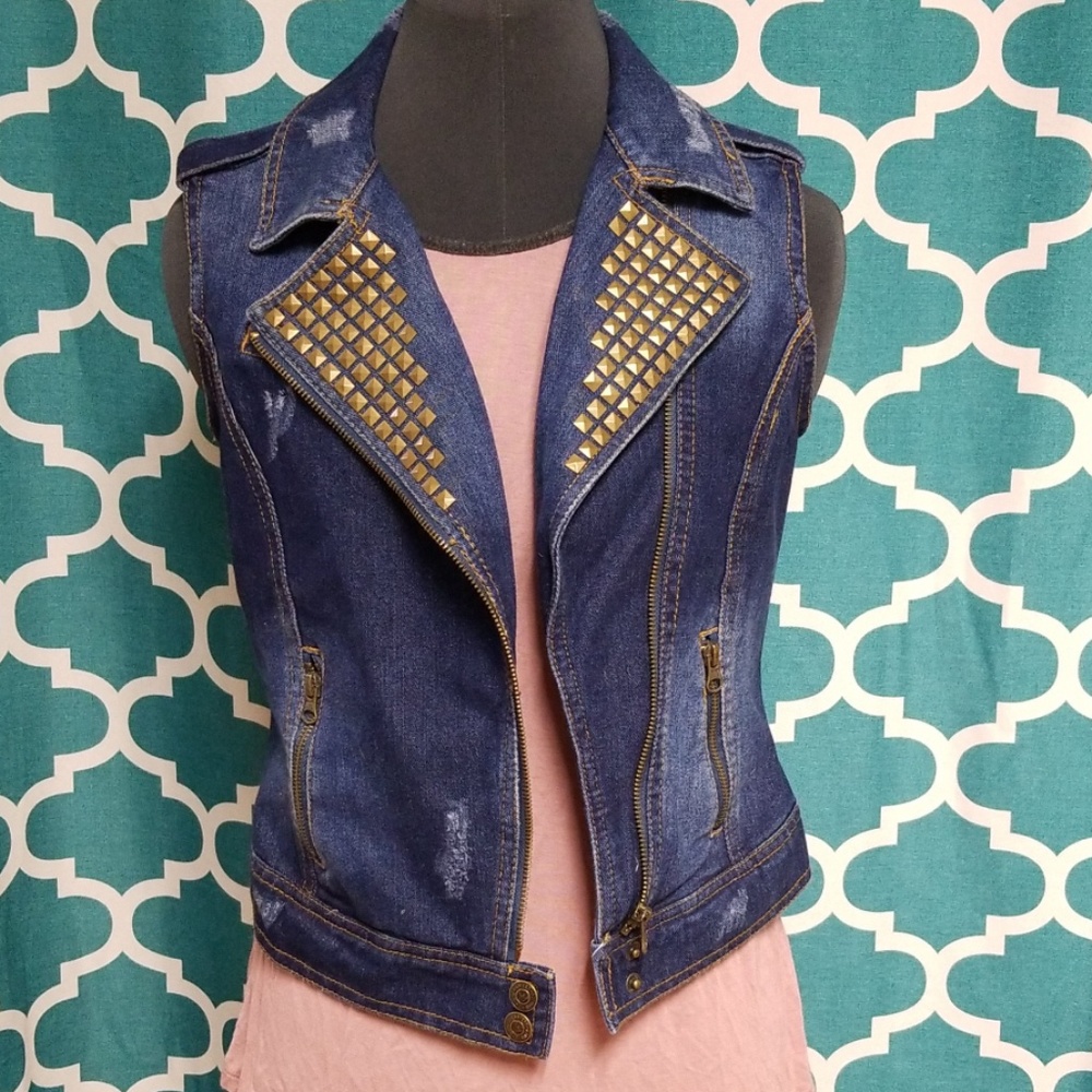 Dolled Up Studded Denim Vest